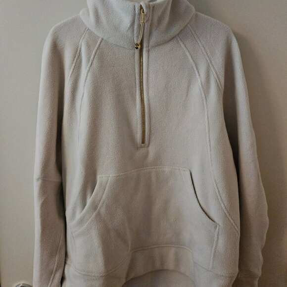 Lululemon Scuba Tumbled Fleece Funnel-Neck Half Zip NWT Size M/L Bone - Picture 2 of 5